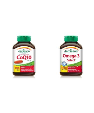 CoQ10 250 mg Extra Strength - Coenzyme Q10 Non-GMO Gluten-Free & Omega-3 Select 1 000 mg