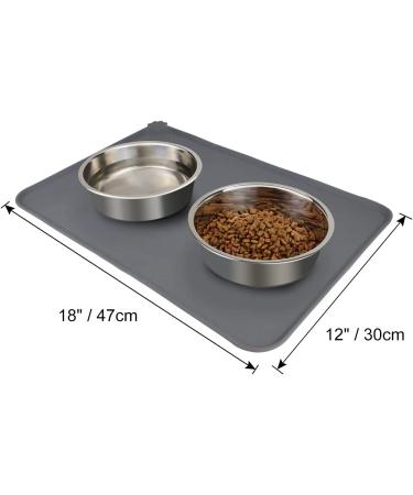 Joytale Silicone Waterproof Pet Bowl Mat - Large 21x14 or Medium 18.5x12 - Non Slip Bowl Placemat for Dogs and Cats - Grey - Buy Online on SooperMarket.com