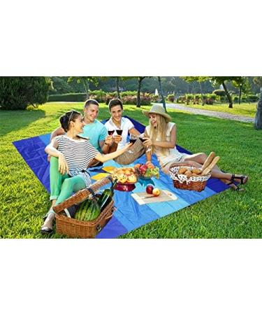 WIWIGO Sandproof Beach Blanket 79 X 83 - Waterproof Outdoor Picnic Mat for Travel, Camping, Hiking - Blue - Buy Online on SooperMarket.com