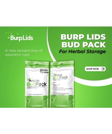 Burp Lids Bud Pack | 62% RH 2-Way Humidity Control | Size 8g | 1 Ounce Flower Protection | 12-Count Resealable Bag - Buy Online on SooperMarket.com