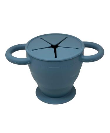 BraveJusticeKidsCo Collapsible Silicone Snack Cup | Blue Steel Snack Catcher for Toddler and Baby | Snack Attack II - Buy Online on SooperMarket.com