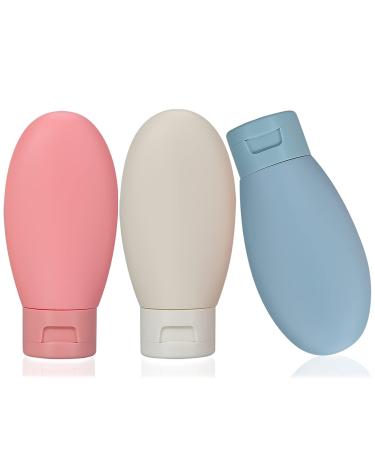 3 pieces of travel bottles set 60ml travel bottles & containers small mini empty plastic squeeze bottles for travel toilet items shampoo and conditioner with storage bag