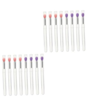 Baluue 16 Pcs Silicone Lip Brush Eyeshadow Brush Makeup Lipstick Lip Brush with Lid Bunny Ear Pearl Clip Pp