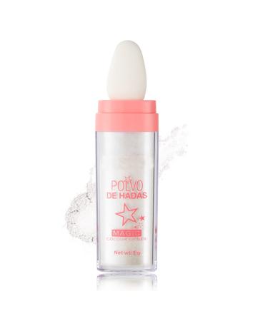 Polvo De Hadas Body Glitter Face Highlighter Powder Highlighter Makeup Stick Shine Brightens Makeup Face Powder Blusher Highlight Patting Powder for Face Eyes Lips Hair Body Glow(White Moonbeam) 01 White moonbeam