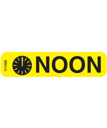 PHARMEX 1-345 Permanent Paper Label NOON 1 9/16 x 3/8 Yellow (500 per Roll 2 Rolls per Box)