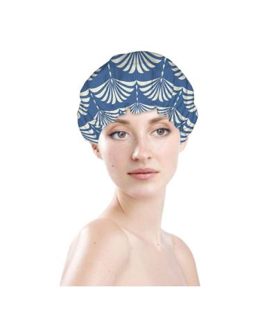 Moslion Japanese Asian Geometric Pattern Shower Cap - Reusable Double Layer Hair Bath Cap for Stylish Protection - Floral Shower Hat - Buy Online on SooperMarket.com