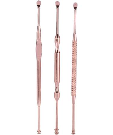 3pcs Stainless Steel Earpick Set - Double Ended Wax Remover & Cleaner Curette Spoon - Buy Online on SooperMarket.com