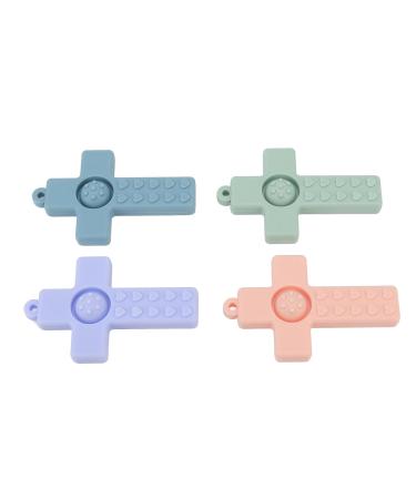 4 PCS Baby Teething Ring - Odorless Silicone Teething Relief Chew Toy for Toddlers with Neck Strap - Colorful and Safe - Buy Online on SooperMarket.com