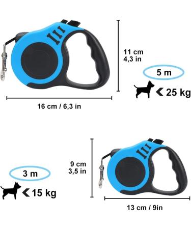 5m Retractable Dog Leash for All Breeds - Durable & Stylish Blue Leash for Small Medium & Large Dogs - Buy Online on SooperMarket.com