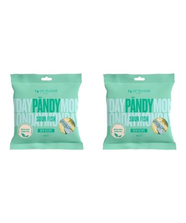 PANDY Candy SOUR FISH - Lemon & Blueberry Gummy Candies Bag Only 1g Sugar & 80 Calories 1x50g (Pack of 2)