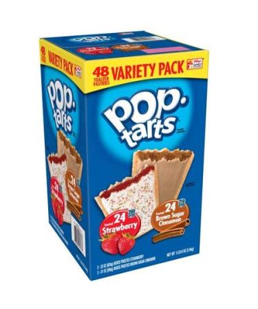 Pop-Tarts Breakfast Toaster Pastries, Flavored Variety Pack, Frosted Brown Sugar Cinnamon, Frosted Strawberry, 32 Count - 48 Ct