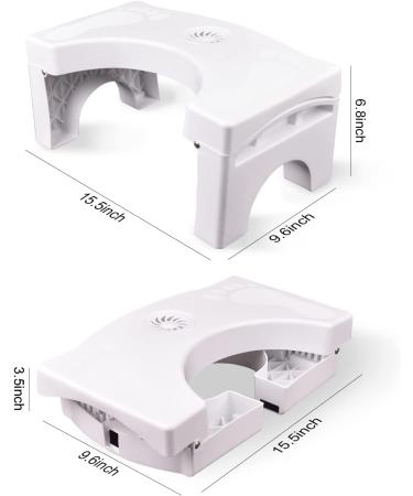 Eyourlife 7 Inch Folding Toilet Stool - Foldable Squatting Step for Adults - Bathroom Foot Rest - White | 2 Pounds - Buy Online on SooperMarket.com