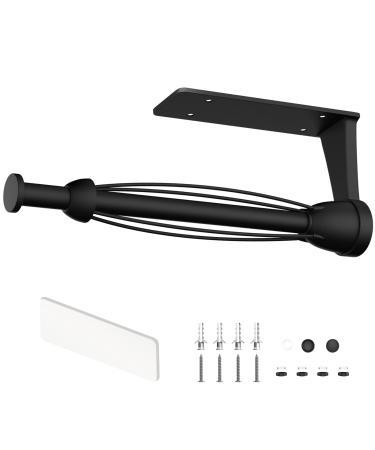 Single Hand Operable Paper Towel Holder Under Cabinet with Damping Effect for Kichen Bathroom(Black)