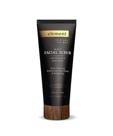 Element Charcoal & Jojoba Beads Men's Exfoliating Face Scrub - Removes Dead Skin Cells Dirt & Impurities Deep Cleansing Facial Scrub - Cruelty Free Korean Skin Care For All Skin Types
