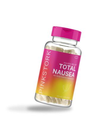 Pink Stork Total Nausea: Morning Sickness Relief for Pregnant Women + Nausea Relief Supplement with Vitamin B12 + Ginger to Reduce Dizziness + Motion Sickness, Women-Owned, 60 Capsules