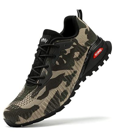 ikunka Men's Fashion Sneakers Lightweight Breathable Walking Shoes Tennis Cross Training Shoe Non Slip Trail Running Shoes 11 Camouflage