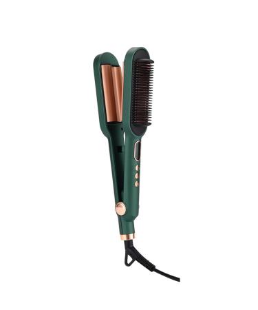 Dual-Purpose Hair Curler Hair Straightener Three-Barrel Wave Curling Iron Hair Straightening Comb Hair Styling Tool with Adjustable Heat Settings LCD Display