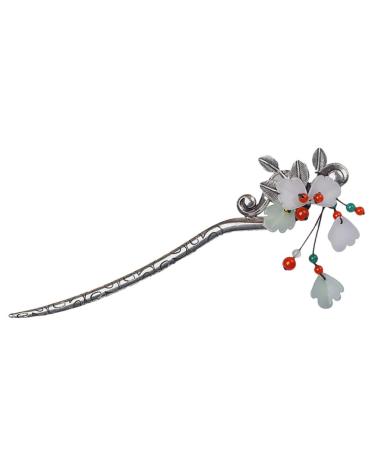 STOBOK 1pc Leaf Flower Metal Hair Stick Vintage Hair Forks Vintage Hair Accessories Vintage Hair Chopstick Chignon Pin Japanese Hair Accessories Hair Cape China Agate Women's Alloy