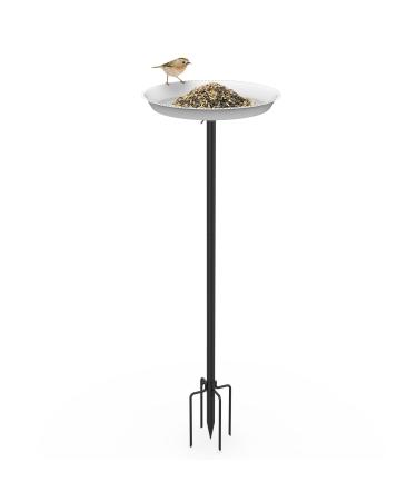 EfuturTime bird drinks standing made of metal 30 x 90 cm bird bath garden large feed shell with height -adjustable stands for birds bird drinks winterproof frost -safe white