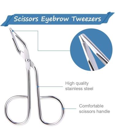Satin Eyebrow Tweezers with Scissor Handle - Stainless Steel Tip for Beauty Care & Nose Hair Trimming - Buy Online on SooperMarket.com