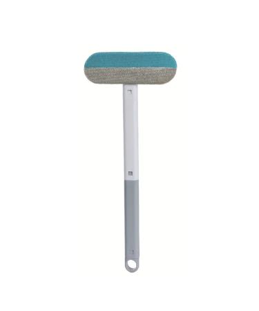 2 In 1 Window Screen Cleaning Brush Double-sided Window Glass Wiper With Scraper Household Window Wiper Cleaning Brush Tools Blue