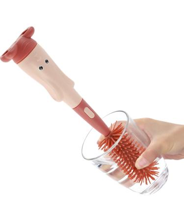 3 in 1 Baby Bottle Brush Set with Lone Handle, Silicone Cleaning Brush with Stand - Portable Teat, Straw, Nipples Cleaner for Bottles, Cups, Thermoses (Red) - Buy Online on SooperMarket.com