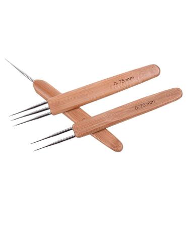 Dreadlock Crochet Hooks Set with Bamboo Handle - 0.75mm Hooks (1, 2, 3) for Hair Weaving - Dreadlock Tool Set - Buy Online on SooperMarket.com