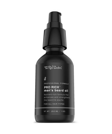 The Rich Barber Pro Rich Men's Beard Oil 1 oz. - Softens Beard & Promotes Thick Growth with Castor Oil Argan Oil & Jojoba Oil - For All Beard Types