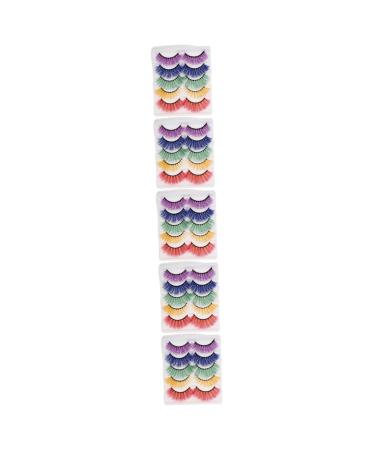 ABOOFAN 25 Pairs Fake Eyelashes Party False Eyelashes Synthetic False Eyelashes Colorful False Eyelashes Cosplay Eyelashes Makeup False Eyelash Imitation Halloween Miss Accessories
