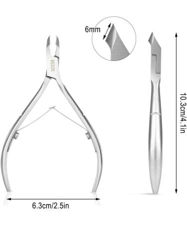 BEZOX Stainless Steel Cuticle Clippers - Professional Manicure Cuticle Nipper (6mm) Sand Silver - Buy Online on SooperMarket.com