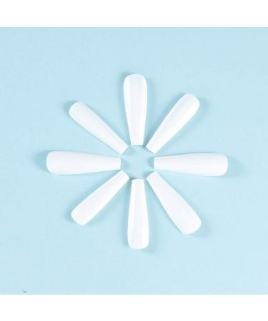 Brishow Long Coffin False Nails - White Ballerina Stick on Nails for Women and Girls - Buy Online on SooperMarket.com