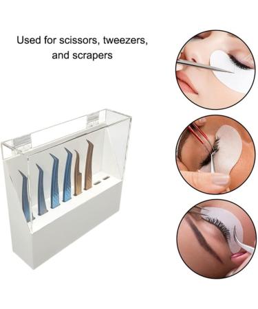 Dust-proof Acrylic 8-Hole Tweezers Holder | Eyelash Extensions Supplies & Tools Display Stand with Cover | Durable Salon Storage Rack - Buy Online on SooperMarket.com