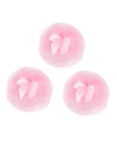 Housoutil 3pc Puff for Cosmetic Puff Pad Makeup Puffs for Foundation Large Powder Puff Vintage Hair Comb Body Powder Puff Talcum Powder Puff Round Puff Sponge Dry Puff Baby Pink