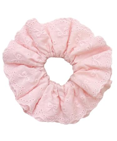 Eye Catching Lace Scrunchies for Women Large Elastic Hair Scrunchy Ponytail Holder Perfect for Everyday Use Pink