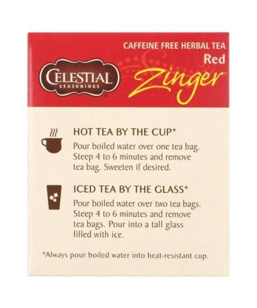 Celestial Seasonings Red Zinger Herbal Tea - Caffeine Free, 20 Bags (1.7 oz) - Buy Online on SooperMarket.com