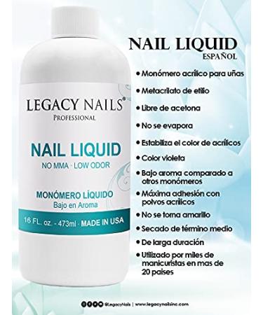 Legacy Nails Professional 16 oz Nail Sculpting Liquid Monomer - Color Stabilizer EMA Acrylic Monomer for Nail Extensions - Non-Yellow Formula - 16 Fl Oz - Buy Online on SooperMarket.com