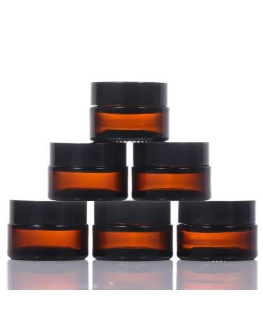 6 pieces of brownlas empty doses 20 ml cosmetic containers ointment puts refillable travel pots small glasses of trial pots with black lids for cosmetics lotion creams mini candles 6 x 20ml