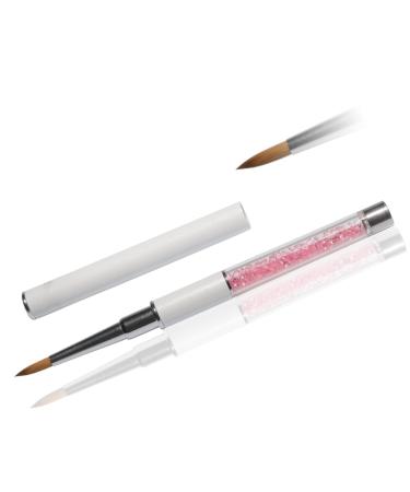 Acrylic Brush White/Pink Round Size 4 with Rhinestones in the Handle Acrylic Nails