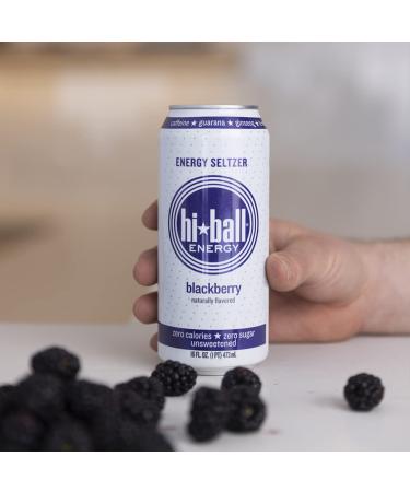 Hiball Clean Energy Seltzer Water - Caffeinated Sparkling Water with Vitamin B12 & B6 - Sugar Free - 8 Pack (16 Fl Oz each) - Blackberry Flavor - Buy Online on SooperMarket.com