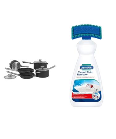 Ninja ZEROSTICK Stackable Cookware 5-Piece Pan Set Non-Stick 3 Saucepans with Oven-Safe Glass Lids & Dr. Beckmann Carpet Stain Remover | Removes New and Dried-in Stains | Includes Applicator Brush