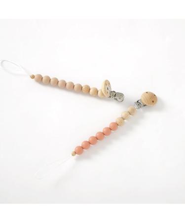 Blumie Dummy Clips Set of 2 for Baby | Silicone Pacifier Holder for Boys and Girls (Pink & Beige) | BPA Free Soother Chains - Buy Online on SooperMarket.com