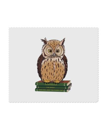 Azeeda LC00023886 Microfiber Glasses Cleaning Cloths Owl on Books Pack of 2