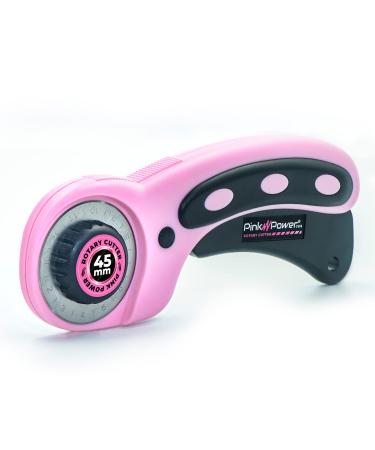 Pink Power Fabric Rotary Cutter Set for Sewing, Quilting, Crafting, and Scrapbooking - Sewing Rotary Cutter for Fabric & Leather with Ergonomic Handle Fabric Cutter Wheel and 45mm Rotary Cutter Blade