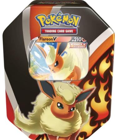 Eevee Evolutions Tin - Flareon V 9: Pokemon Trading Card Game Tin - Buy Online on SooperMarket.com