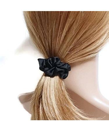 Set of 24 Black Satin Hair Scrunchies for Women - Elastic Hair Ties, Ponytail Holders, Fabric Hair Bands - Girls Hair Accessories - Buy Online on SooperMarket.com