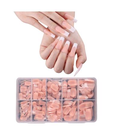 Ruarby Short Almond Press on Nail French Bowknot Fake Nail Acrylic False Nail Artificial Nail Glues on Nail for Womens Girls