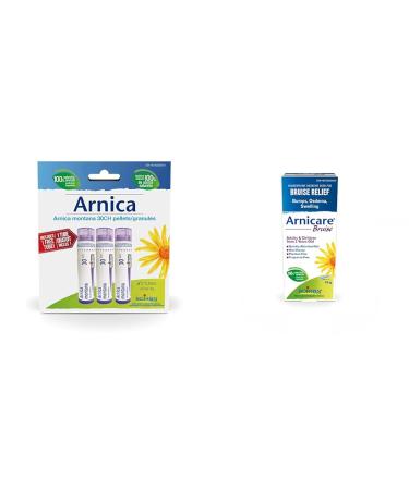 Arnica Montana 30ch Pack of 3 tubes Boiron Homeopathic Medicine Multi Dose Tube & Arnicare Bruise Swelling Bumps and Oedema Natural Sourced 45 Gram