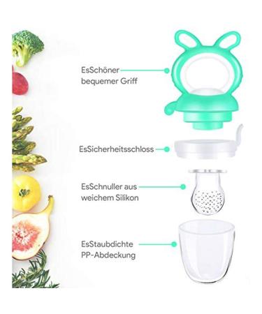 Silicone Baby Fruit Feeder & Pacifier | 3-Pack Fresh Fruit Feeders | Infant Bite Ring - Green - Buy Online on SooperMarket.com