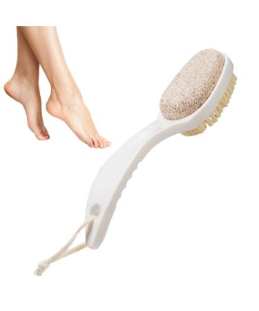 puzzlegame Foot Brush and Pumice Stone Multifunctional Foot Scrubber and Callus Remover for Feet Foot Brush Gentle Comfortable Bathroom Accessories Pumice Stone for Feet White