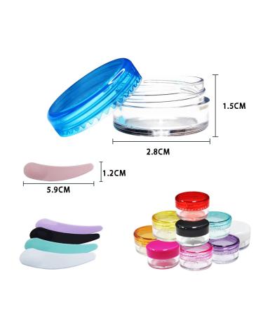 50 Mini Glass Jars with Colored Lids - 5ml Empty Containers for Lip Gloss Ointments Nail Art & Cosmetics - 10 Color Options - Buy Online on SooperMarket.com